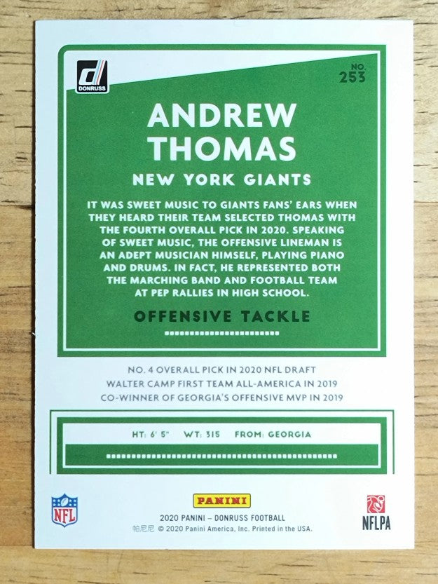2020 Donruss #253 Andrew Thomas RC