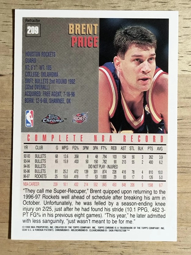 1997-98 Topps Chrome Refractors #209 Brent Price