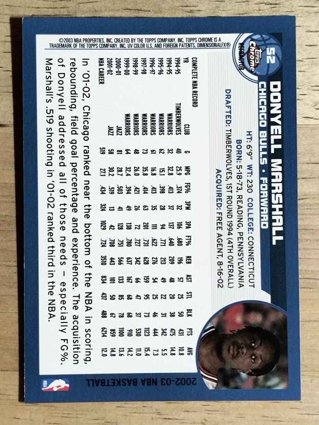2002-03 Topps Chrome Refractors #52 Donyell Marshall