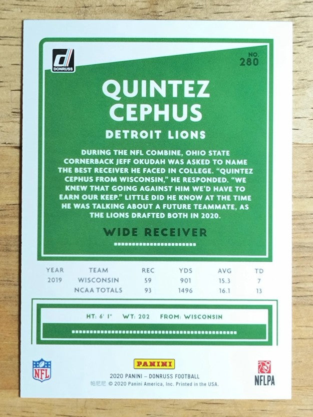 2020 Donruss #280 Quintez Cephus RC