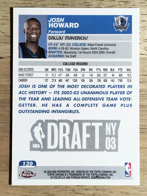2003-04 Topps Chrome #139 Josh Howard RC