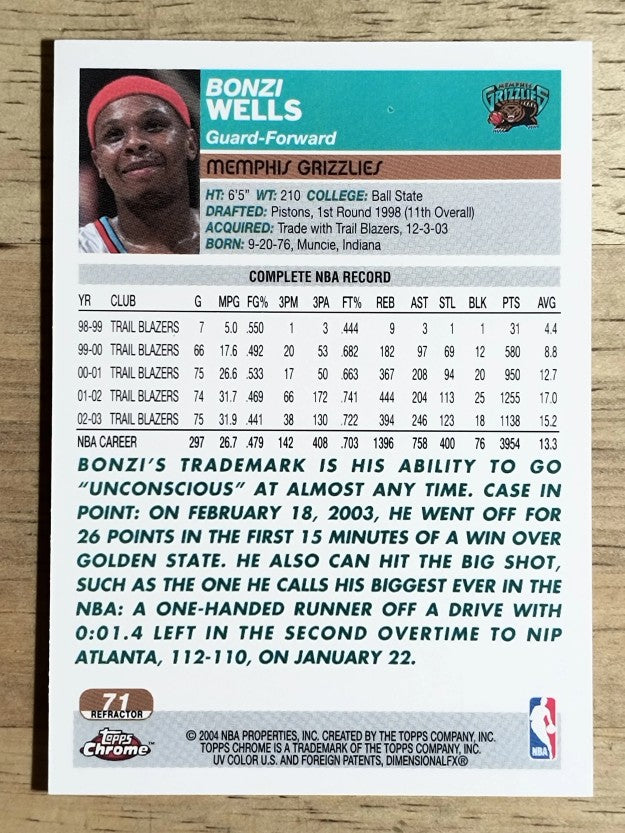 2003-04 Topps Chrome Refractors #71 Bonzi Wells