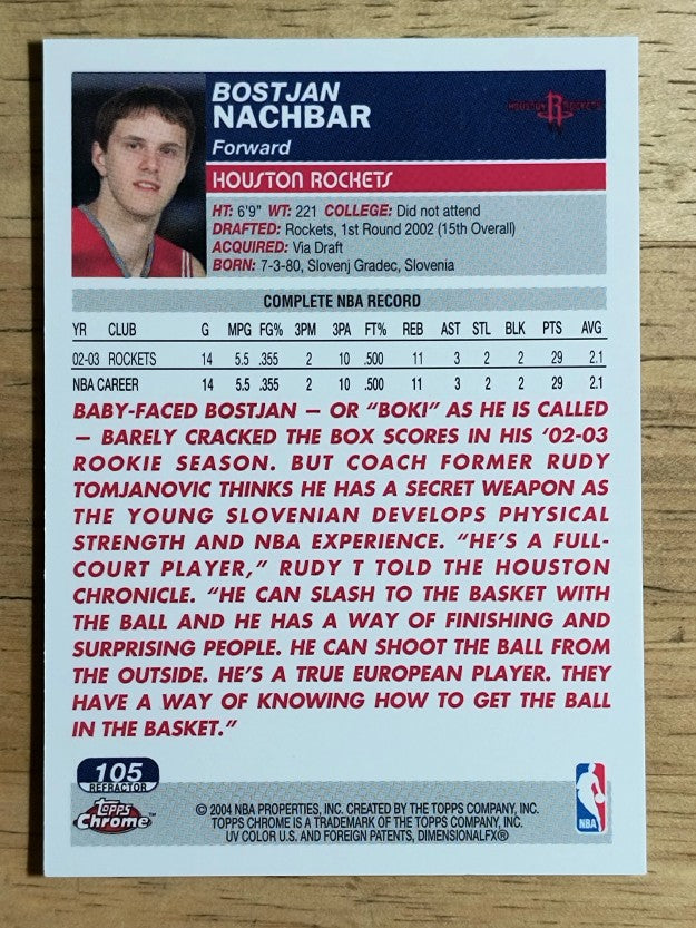 2003-04 Topps Chrome Refractors #105 Bostjan Nachbar