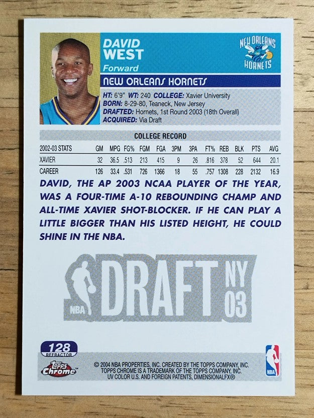 2003-04 Topps Chrome Refractors #128 David West