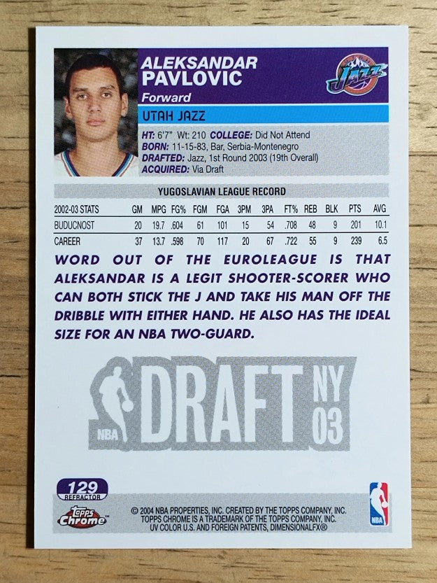 2003-04 Topps Chrome Refractors #129A Aleksandar Pavlovic