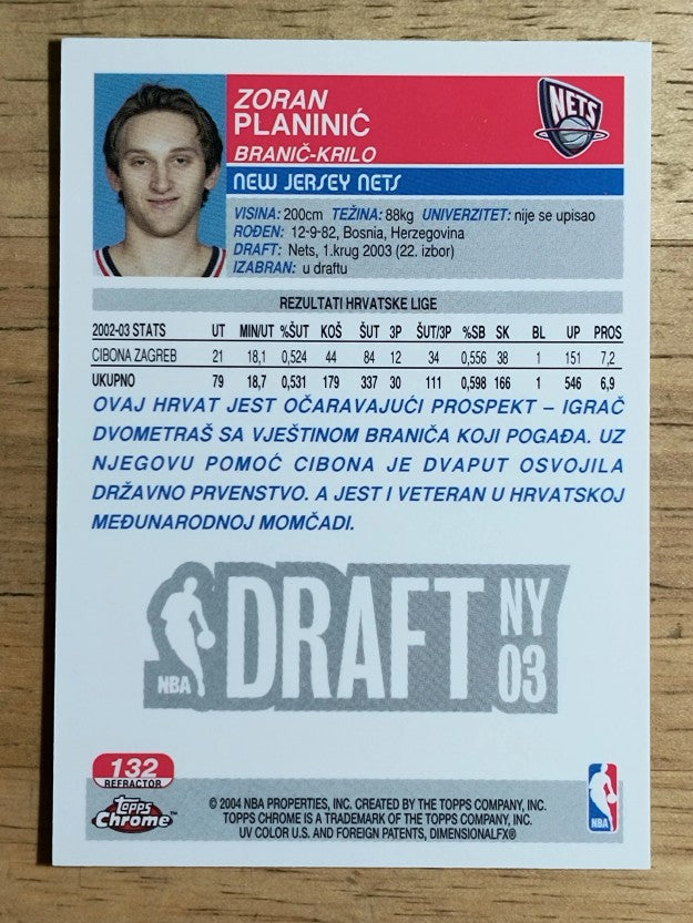 2003-04 Topps Chrome Refractors #132B Zoran Planinic