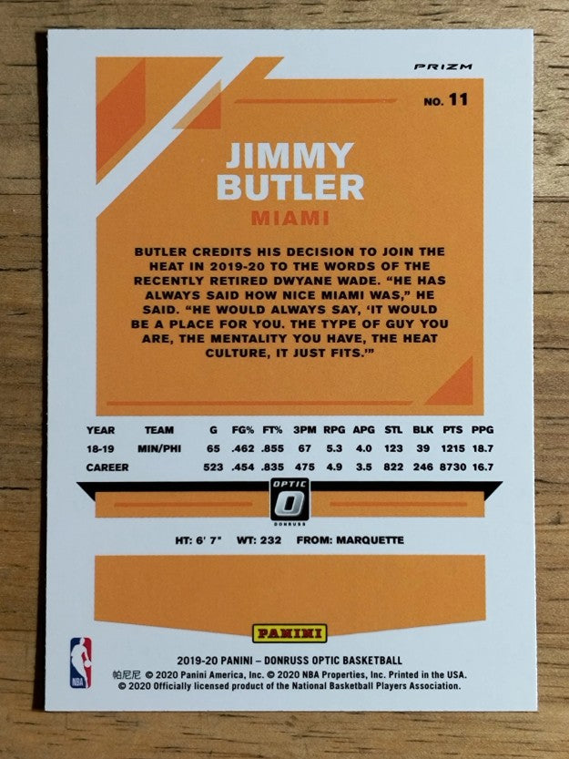 2019-20 Donruss Optic Fast Break Holo #11 Jimmy Butler