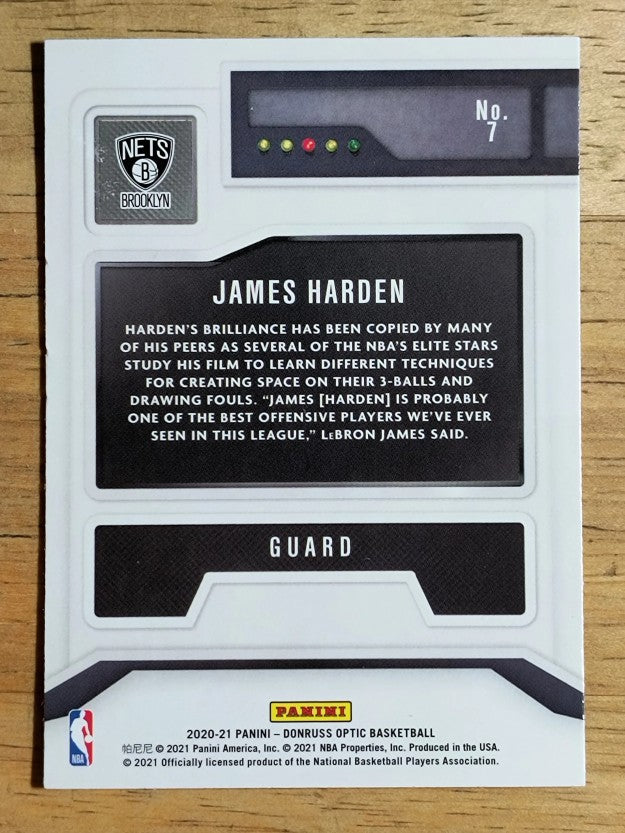 2020-21 Donruss Optic T-Minus 3 2 1 #7 James Harden