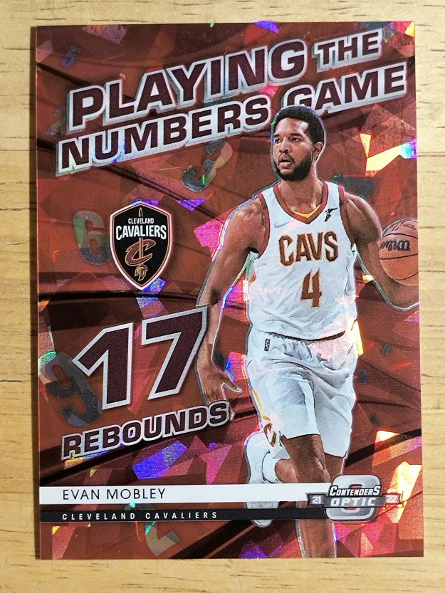 2021-22 Contenders Optic Playing Numbers Game Red Cracked Ice #29 Evan Mobley