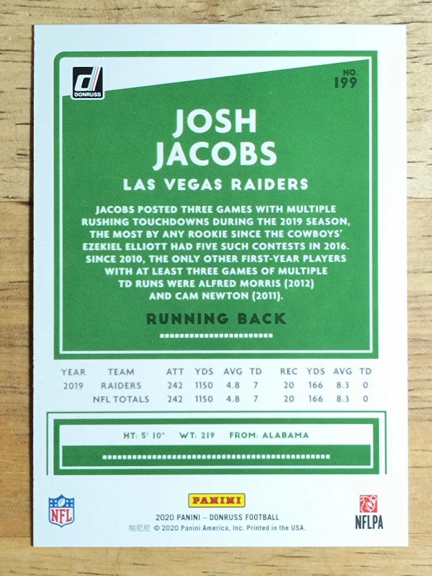 2020 Donruss #199A Josh Jacobs