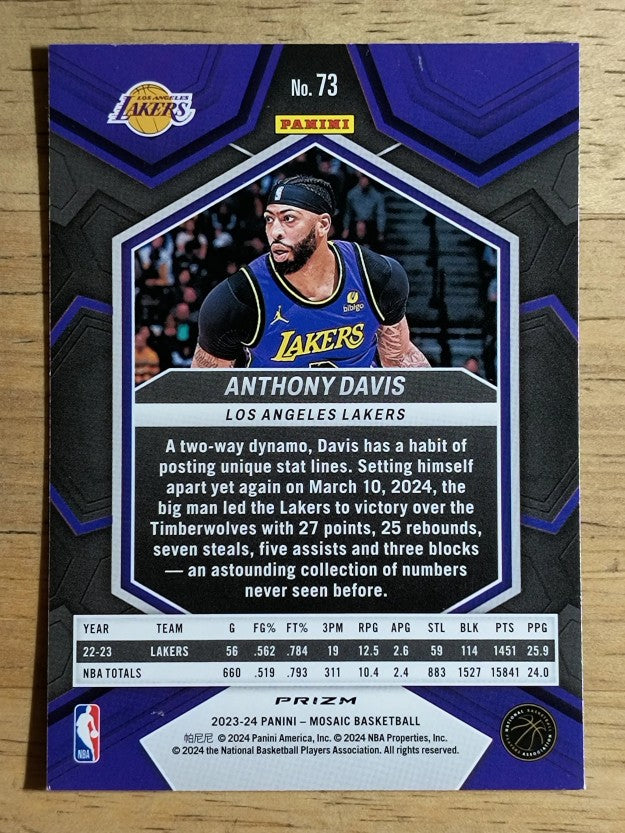 2023-24 Panini Mosaic Mosaic Reactive Blue #73 Anthony Davis
