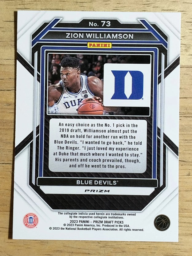 2023-24 Panini Prizm Draft Picks Prizms Green #73 Zion Williamson