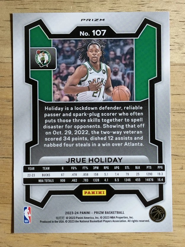 2023-24 Panini Prizm Prizms Red White and Blue #107 Jrue Holiday