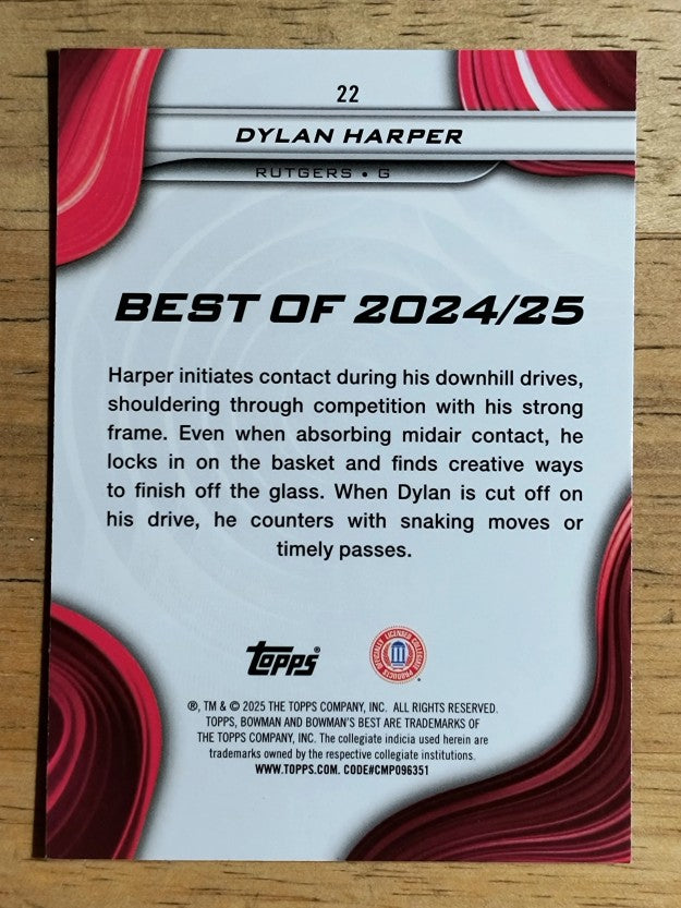 2024-25 Bowman's Best University Shimmer Refractors #22 Dylan Harper