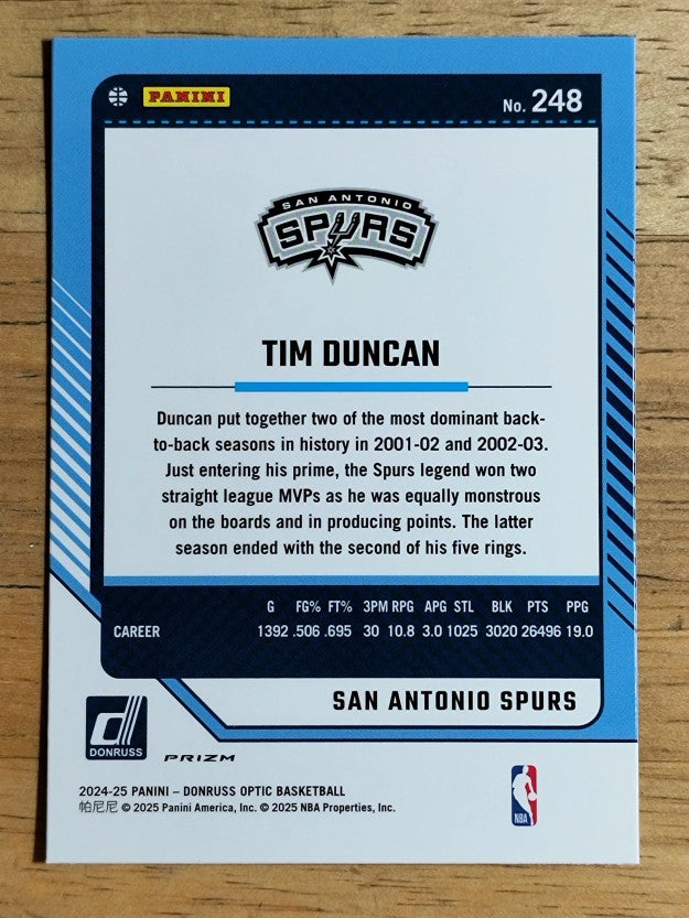 2024-25 Donruss Optic Holo #248 Tim Duncan LGD