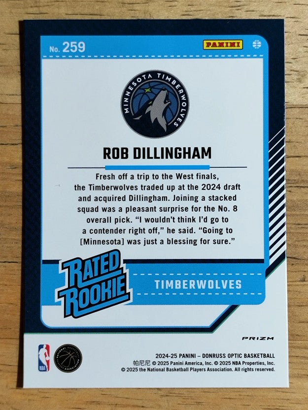 2024-25 Donruss Optic Hyper Pink #259 Rob Dillingham RR