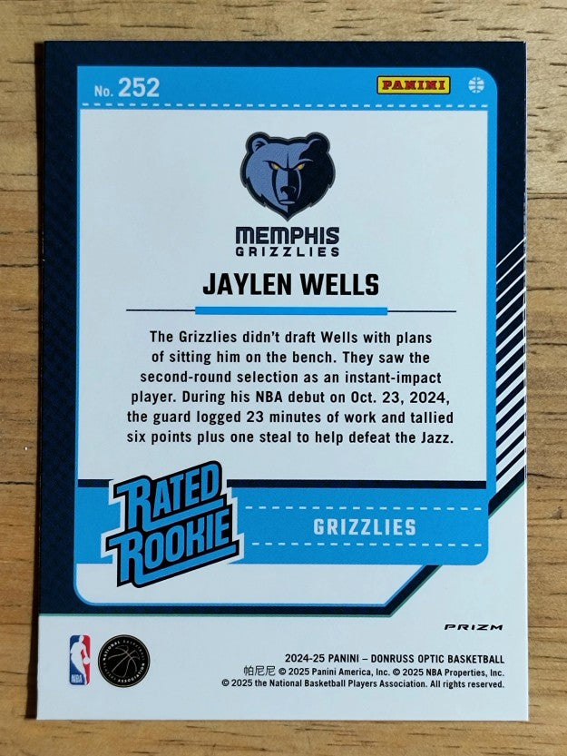 2024-25 Donruss Optic Purple Shock #252 Jaylen Wells RR