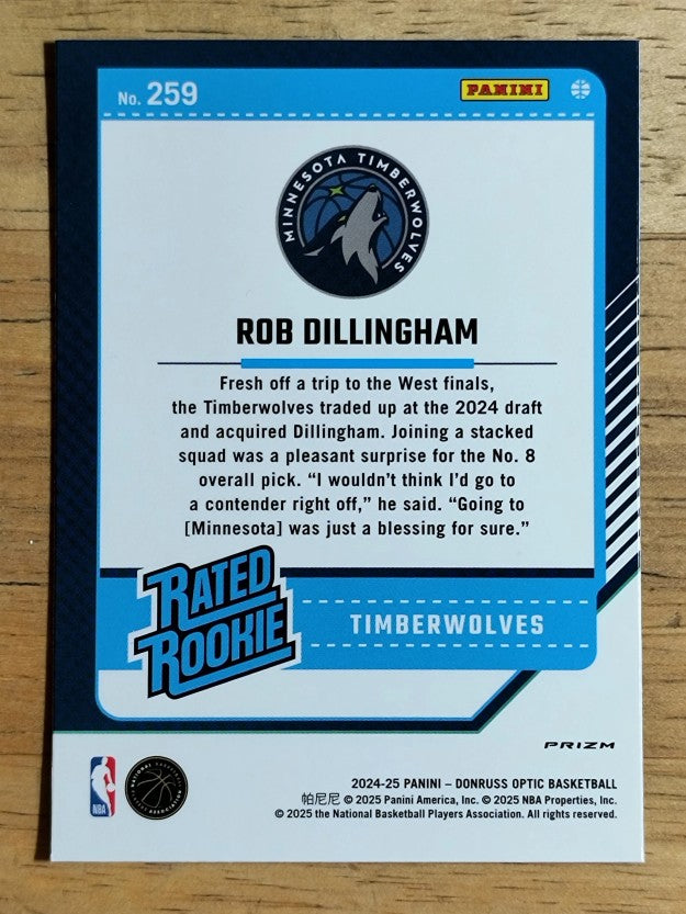 2024-25 Donruss Optic Purple Shock #259 Rob Dillingham RR