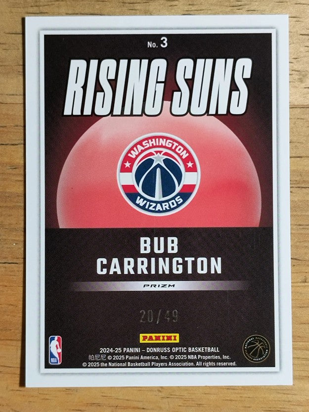 2024-25 Donruss Optic Rising Suns Blue #3 Bub Carrington
