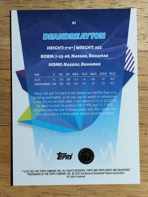 2024-25 Finest Green Geometric Refractors #21 Deandre Ayton C