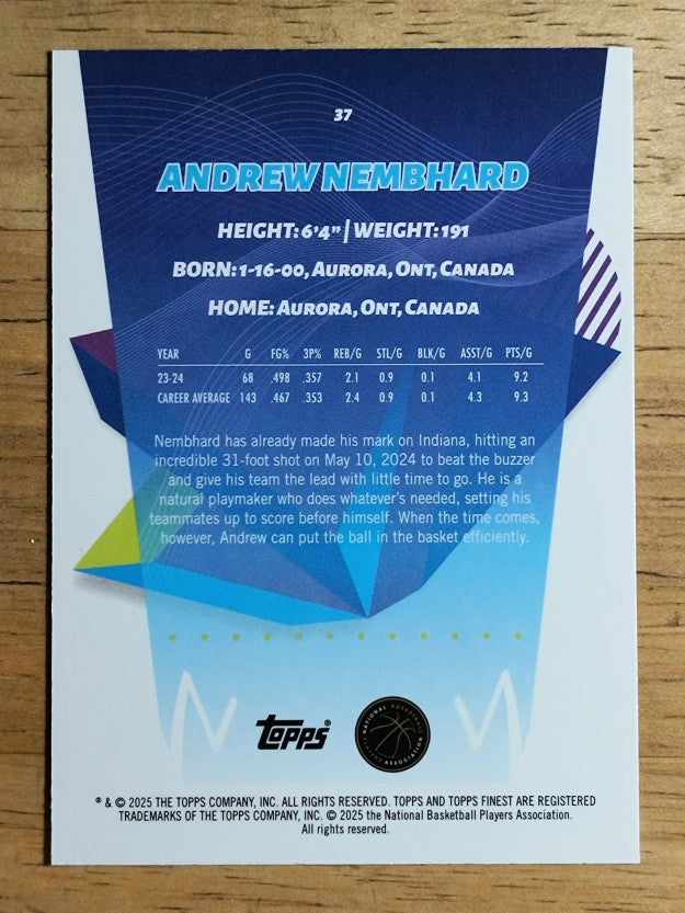 2024-25 Finest Green Geometric Refractors #37 Andrew Nembhard C
