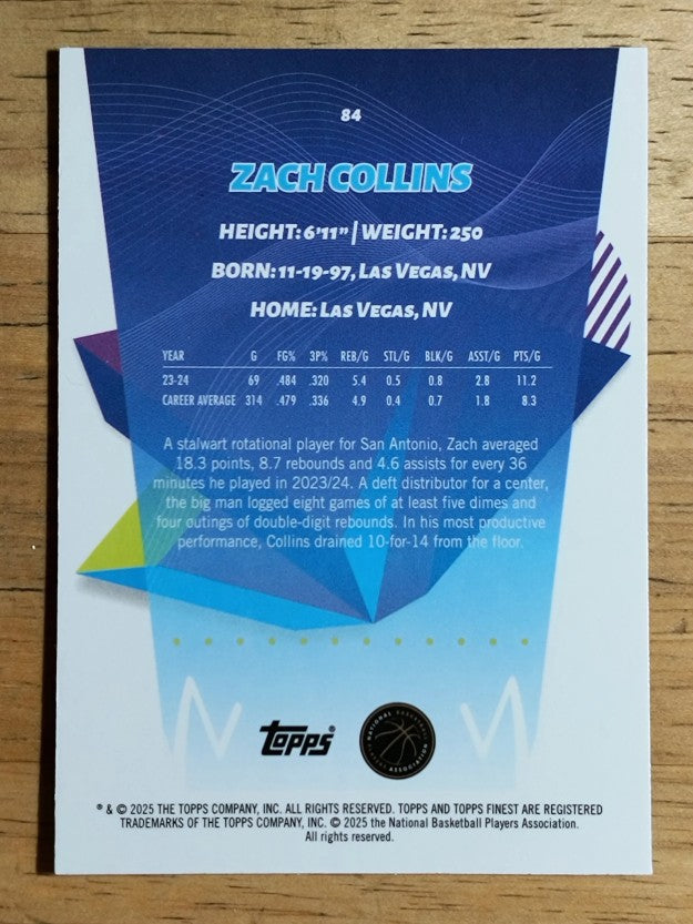 2024-25 Finest Green Geometric Refractors #84 Zach Collins C