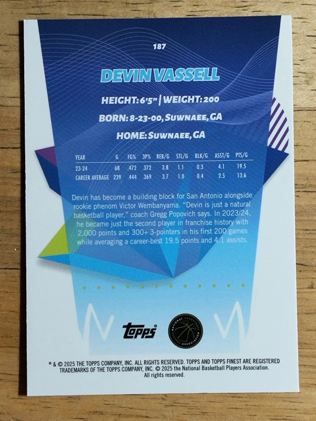 2024-25 Finest Orange X-Fractors #187 Devin Vassell U