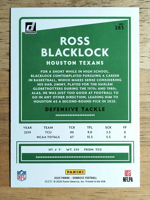 2020 Donruss #283 Ross Blacklock RC