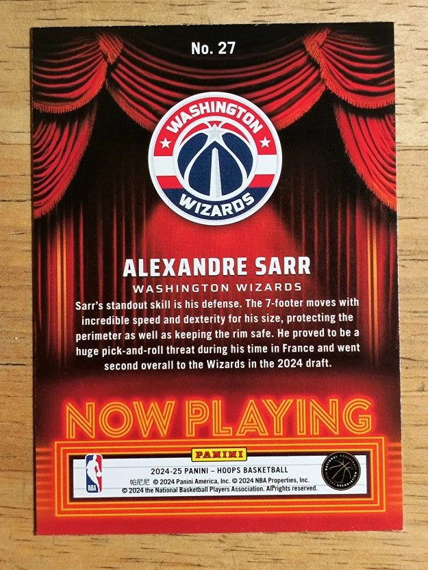 2024-25 Hoops Now Playing #27 Alexandre Sarr