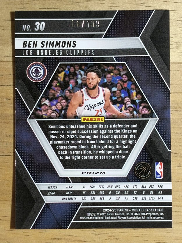 2024-25 Panini Mosaic Mosaic Blue #30 Ben Simmons