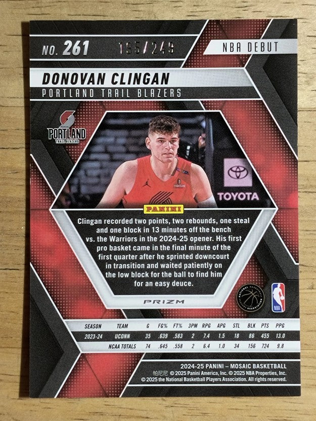 2024-25 Panini Mosaic Mosaic Orange #261 Donovan Clingan/NBA Debut