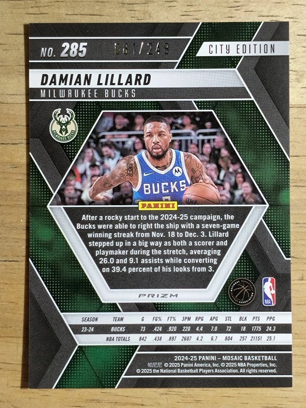 2024-25 Panini Mosaic Mosaic Orange #285 Damian Lillard/City Edition