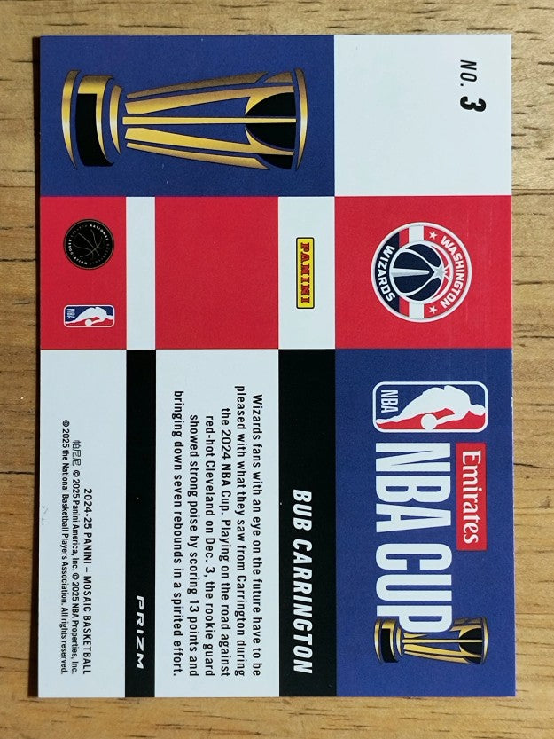 2024-25 Panini Mosaic NBA Cup #3 Bub Carrington
