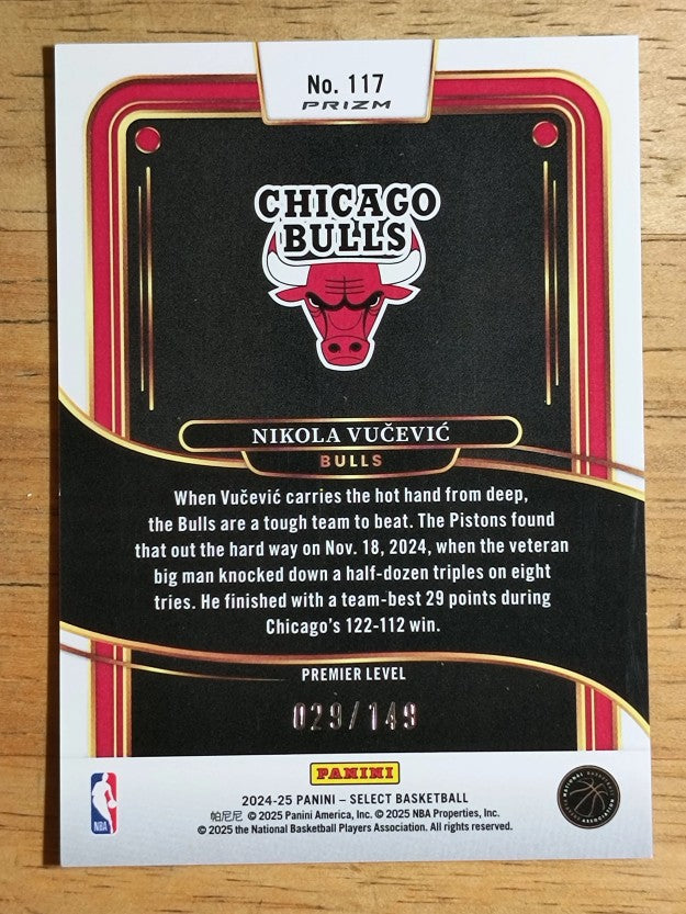2024-25 Select White Prizms #117 Nikola Vucevic