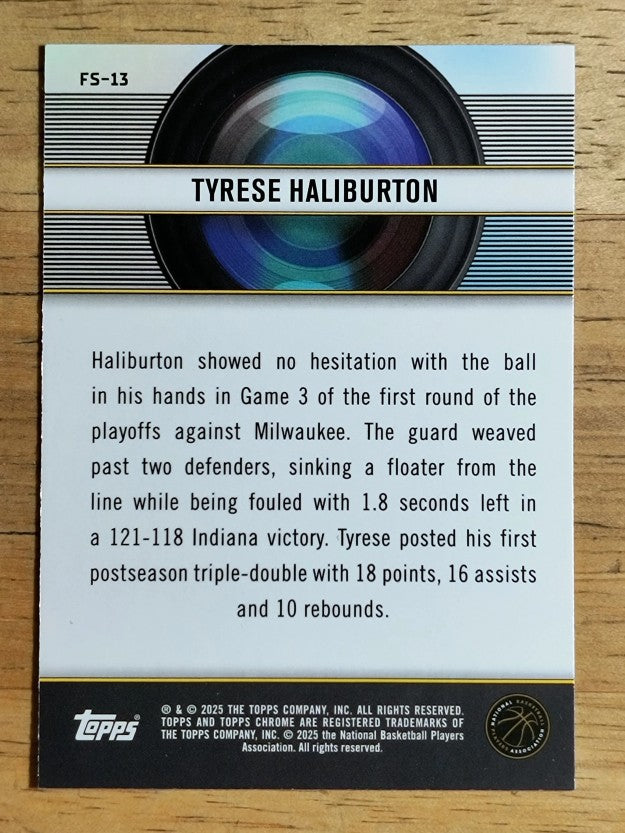 2024-25 Topps Chrome Film Study Blue Basketball Refractors #13 Tyrese Haliburton