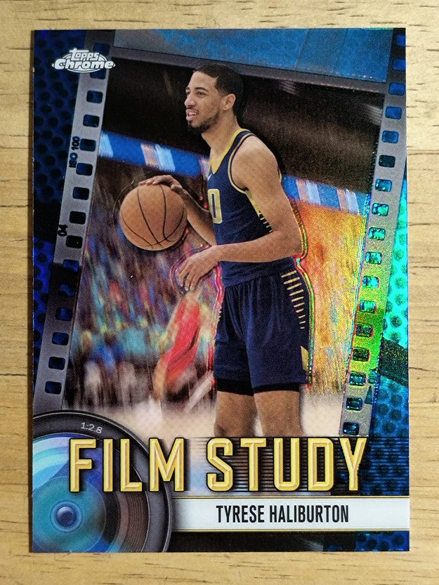 2024-25 Topps Chrome Film Study Blue Basketball Refractors #13 Tyrese Haliburton