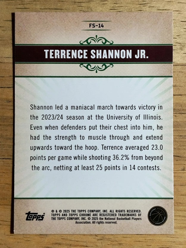 2024-25 Topps Chrome Fresh Start #FS14 Terrence Shannon Jr.