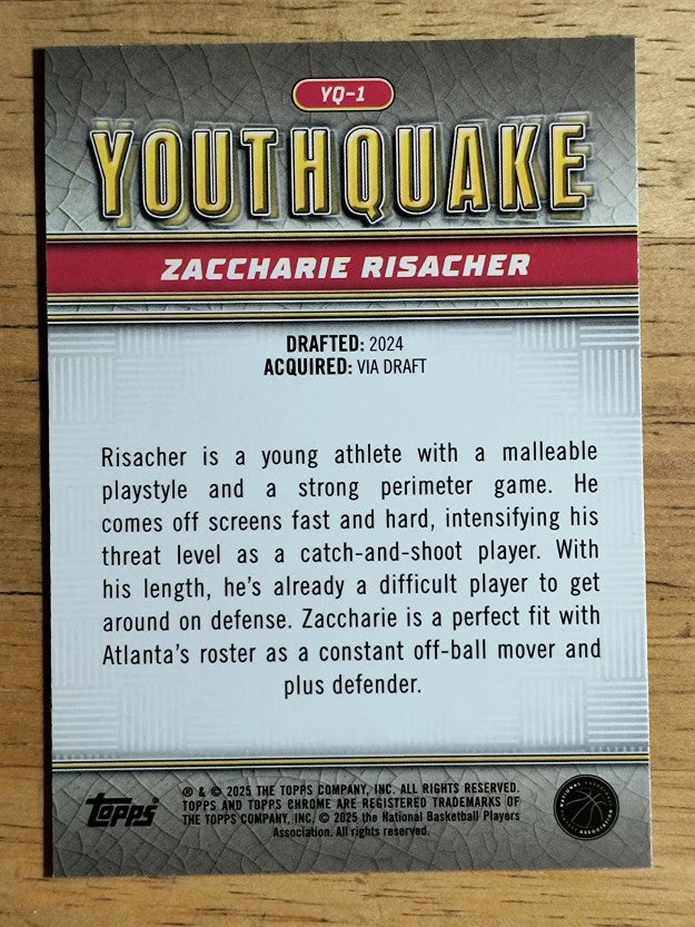 2024-25 Topps Chrome Youthquake #YQ1 Zaccharie Risacher