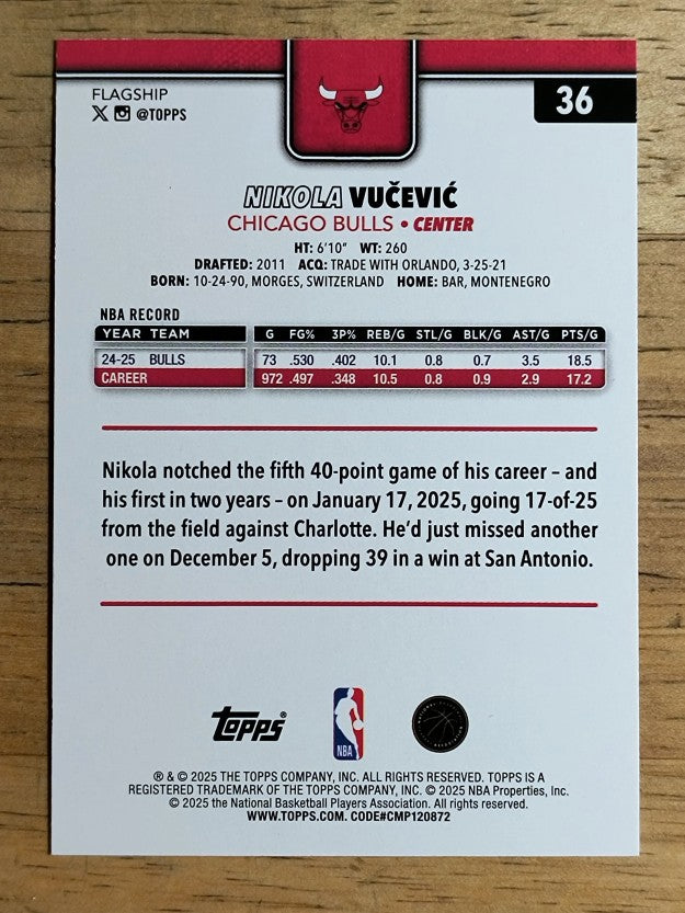 2025-26 Topps Holo Foil #36 Nikola Vucevic