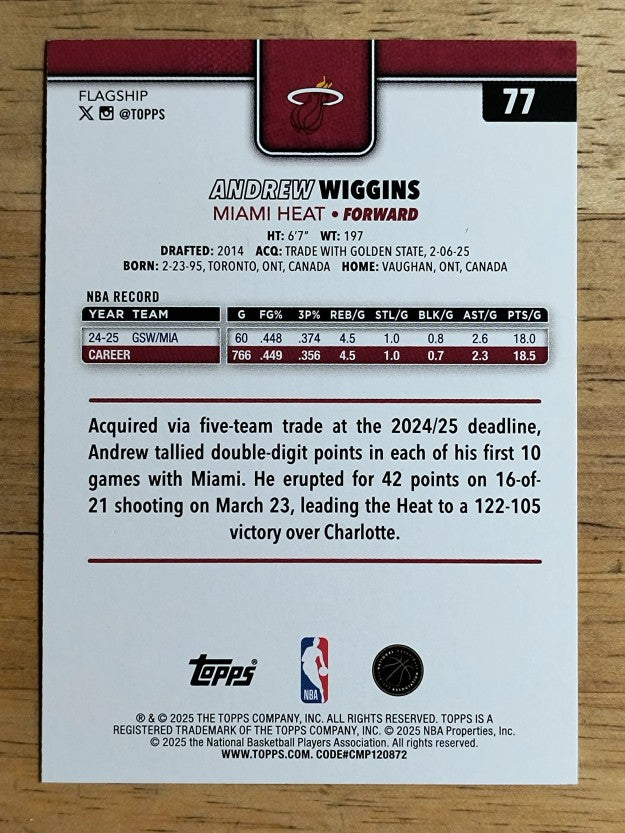 2025-26 Topps Holo Foil #77 Andrew Wiggins