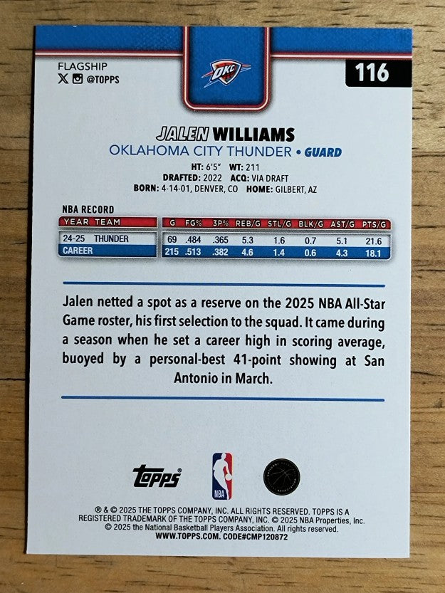 2025-26 Topps Holo Foil #116 Jalen Williams