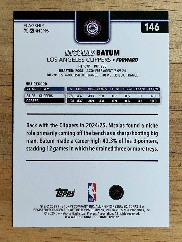 2025-26 Topps Holo Foil #146 Nicolas Batum