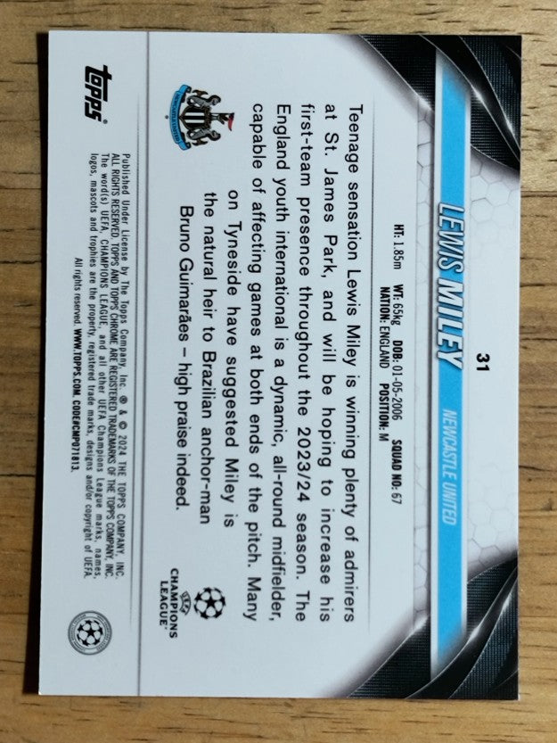 2023-24 Topps Chrome UEFA Club Competitions Prism Refractors #31 Lewis Miley