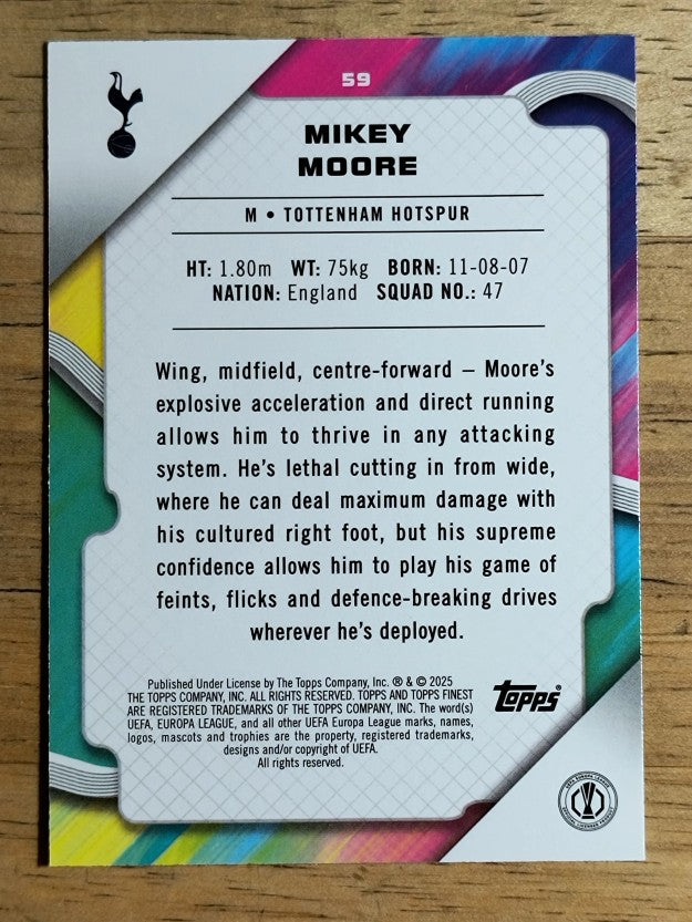 2024-25 Finest UEFA Club Competitions Purple Refractors #59 Mikey Moore