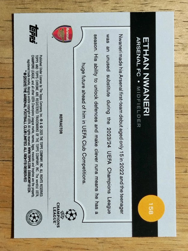2024-25 Topps Chrome UEFA Club Competitions Refractors #158 Ethan Nwaneri