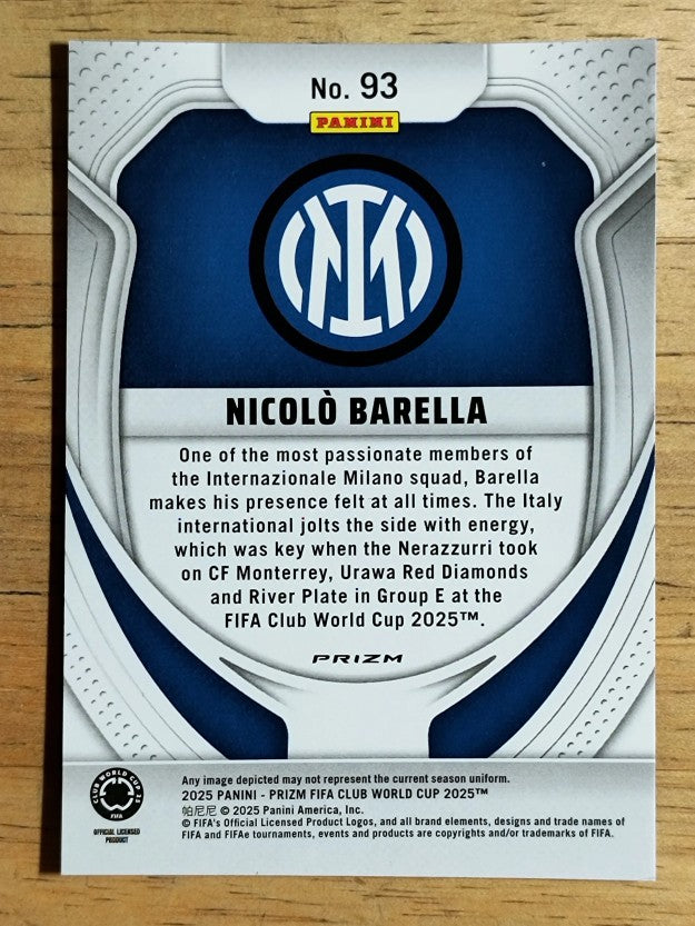 2025 Panini Prizm FIFA Club World Cup Prizms Pandora #93 Nicolo Barella