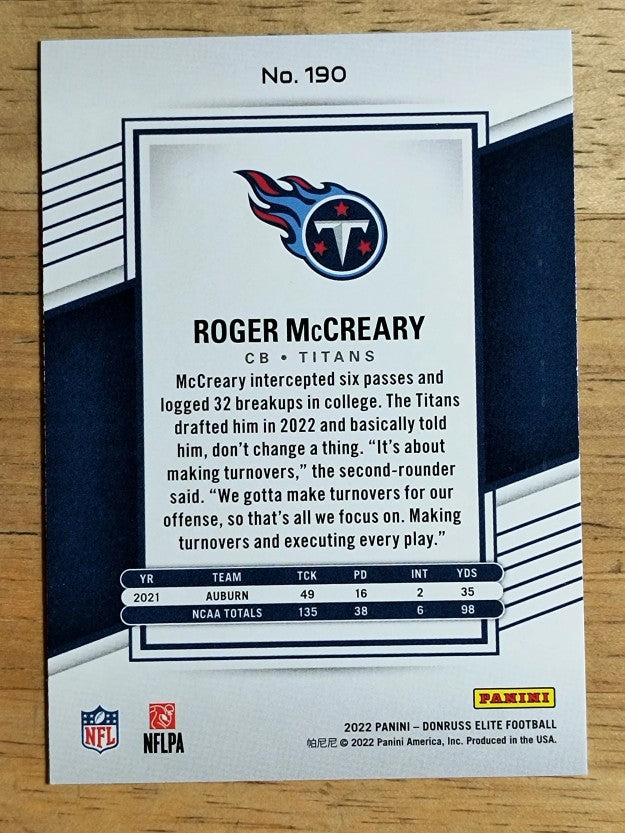 2022 Elite #190 Roger McCreary RC