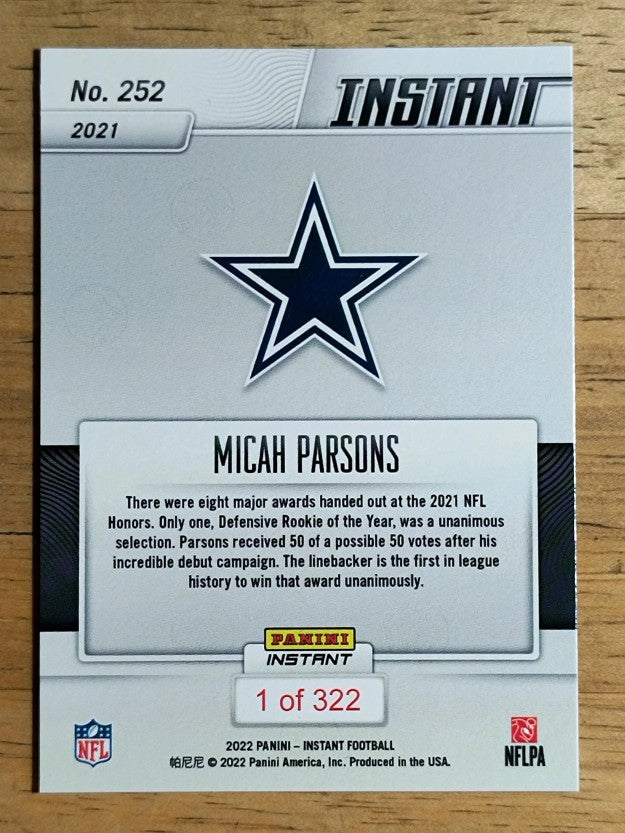 2022 Panini Instant #252 Micah Parsons
