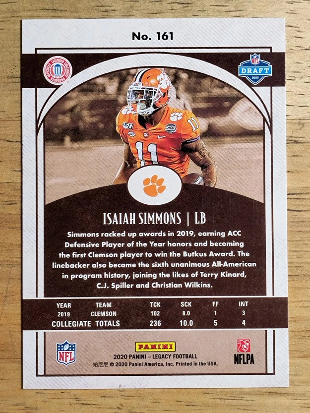 2020 Panini Legacy #161 Isaiah Simmons RC