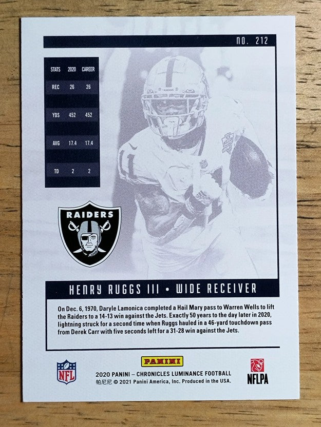 2020 Panini Luminance #212 Henry Ruggs III CHRONICLES